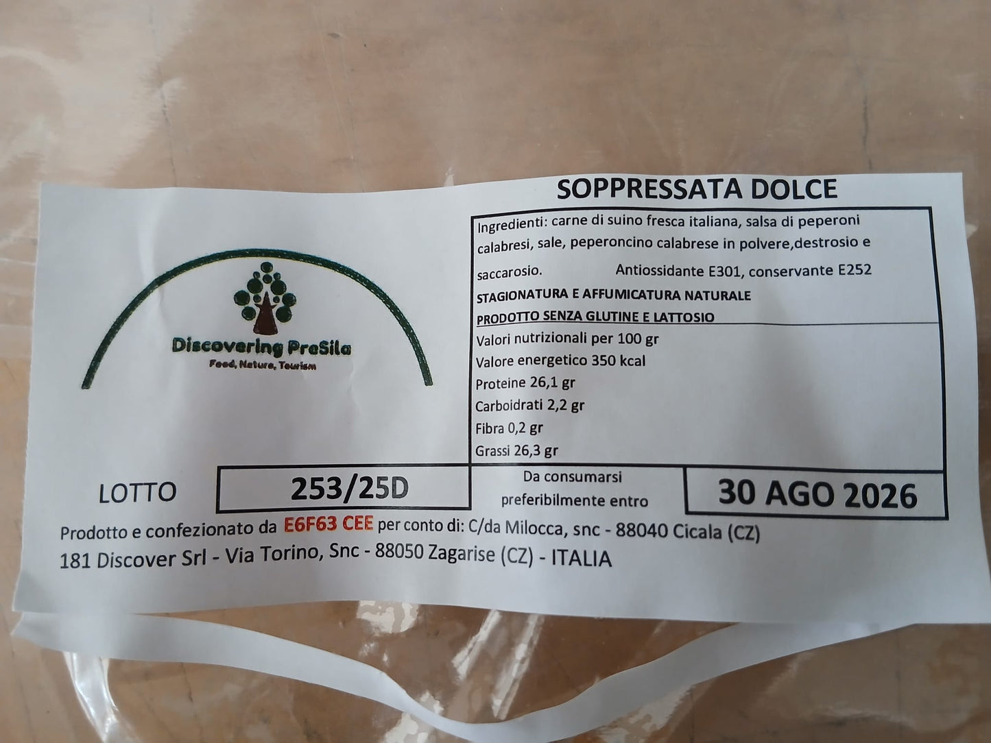 Soppressata Nostrana da circa 350g