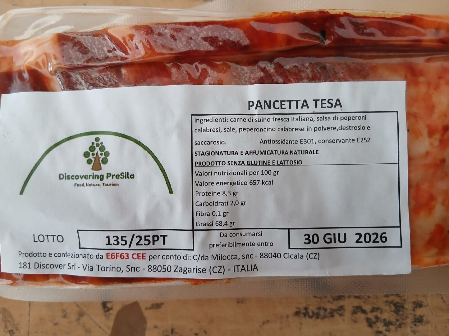 Pancetta Tesa da circa 400g